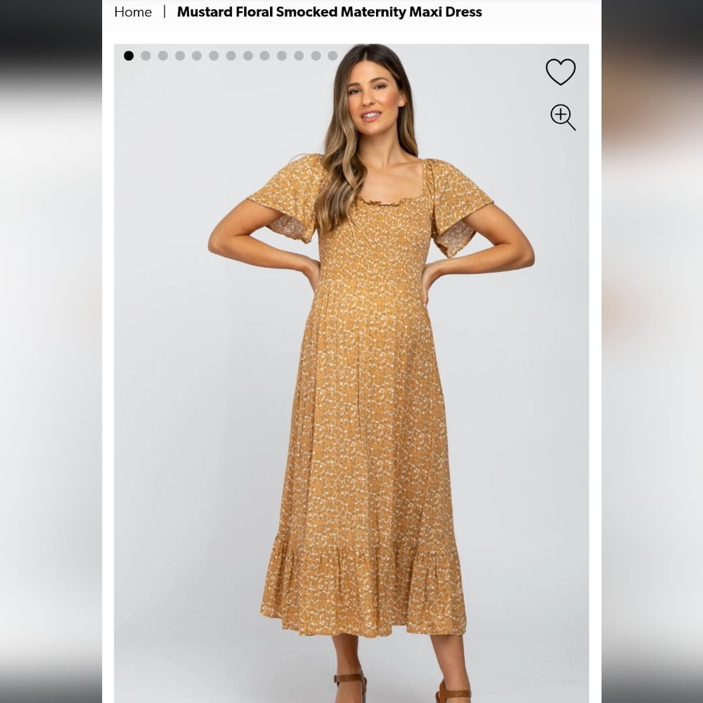 Heyson Floral Smocked Maxi Dress Mustard Floral